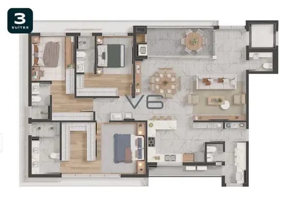 Apartamento Garden com 3 Suítes - 4 Vagas de Garagem - 172,8m² Privativos - no Batel, Curitiba-PR.