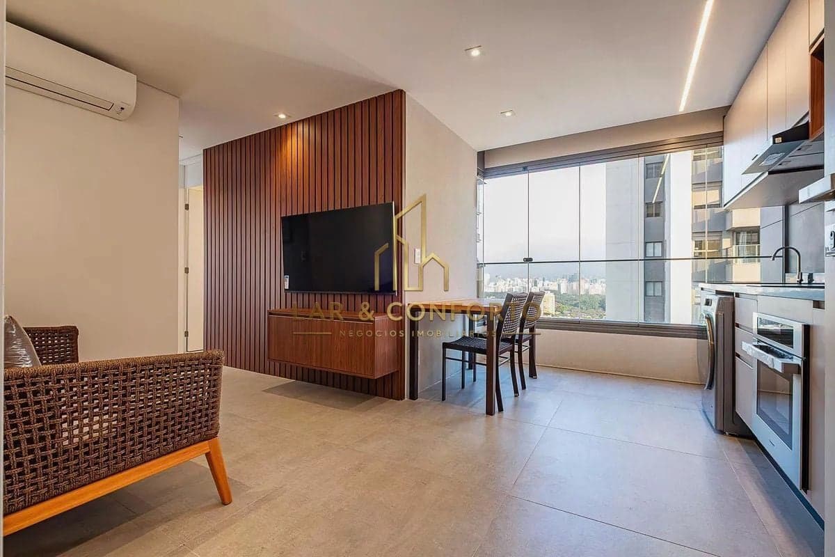 Apartamento para alugar de 46m², 1 dormitório, 1 vaga de garagem.