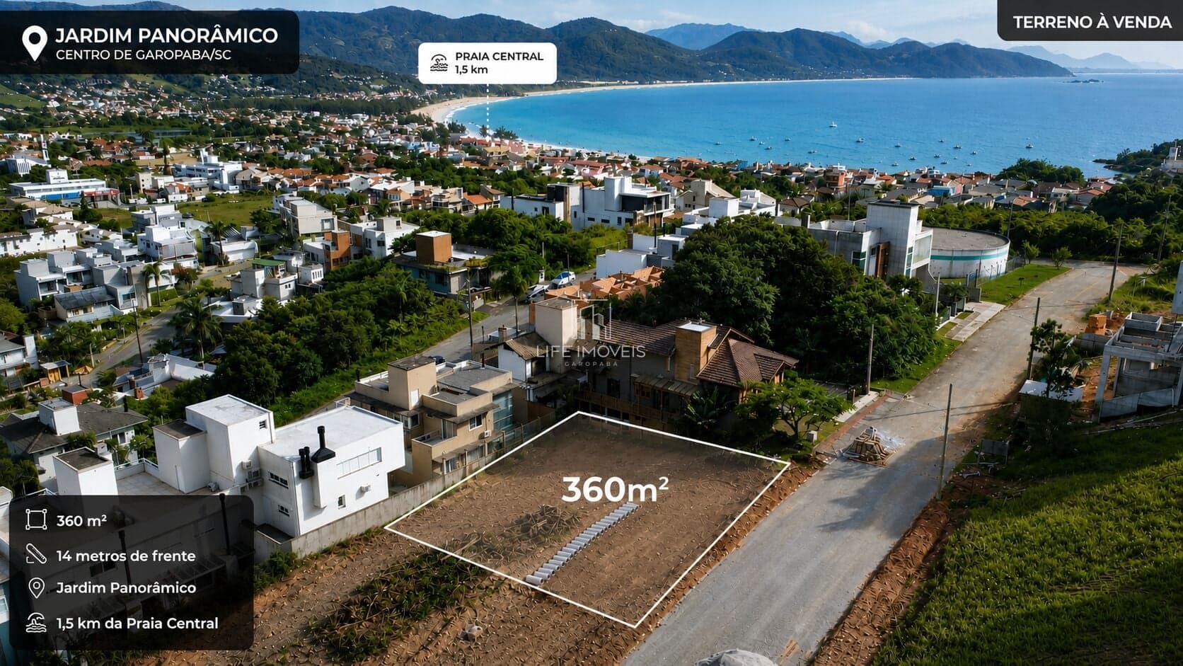 Terreno à venda no Jardim Panorâmico em Garopaba/SC | 360m² a 1,5 km da Praia Central