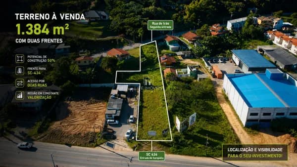 Terreno Estratégico na Entrada de Garopaba. 1.384 m², Alto Potencial Construtivo o