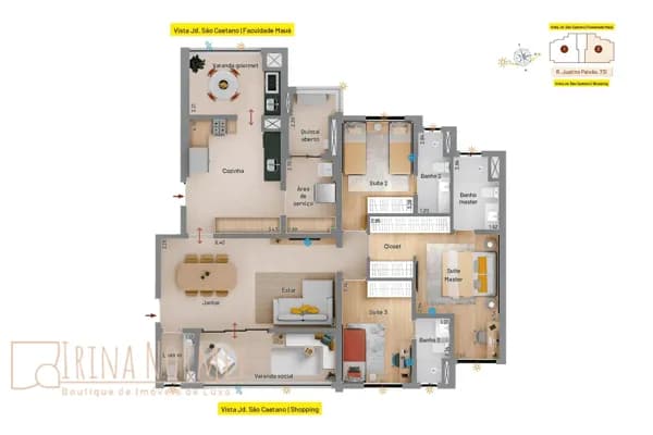 Apartamento á venda 3 suites no Bairro Jardim São Caetano, São Caetano do Sul/SP