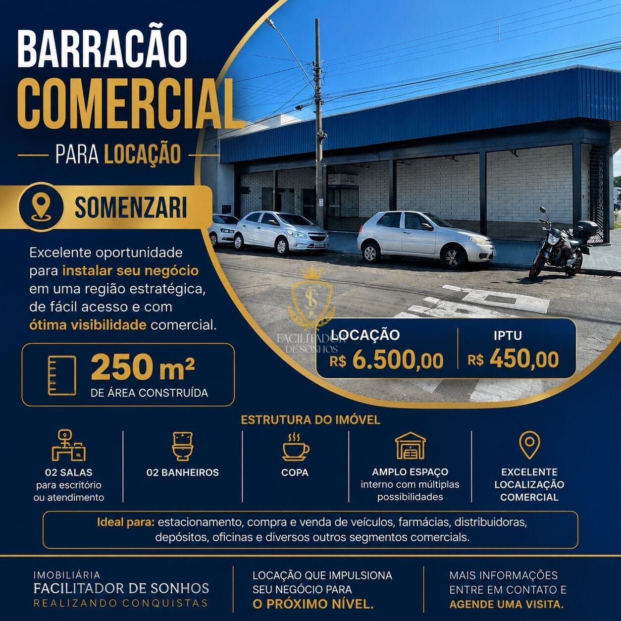 BARRACÃO COMERCIAL PARA LOCAÇÃO | SOMENZARI