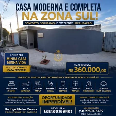 OPORTUNIDADE IMPERDÍVEL NA ZONA SUL — ENTRE NO MINHA CASA MINHA VIDA!