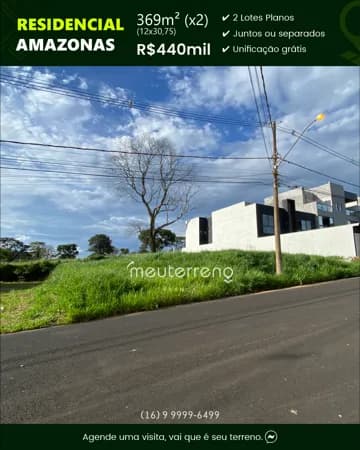 2 lotes planos no Residencial Amazonas - Unificação grátis para 738m²
