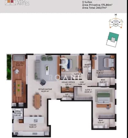 Apartamento Alto Padrão 3 Suítes Pedra Branca | Torre D 176m² | Pátio das Artes