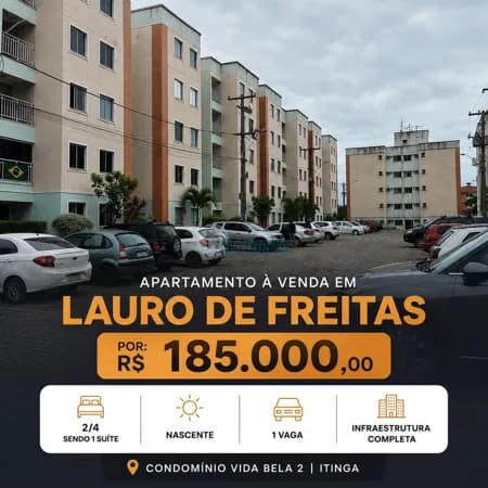 Apartamento 2/4 com suíte e infraestrutura | Lauro de Freitas
