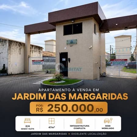 Apartamento 2/4 com suíte e varanda - Jardim das Margaridas
