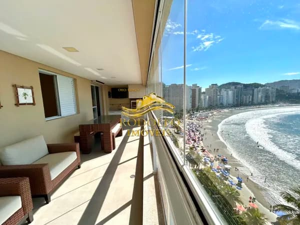 Guarujá-SP Frente ao Mar Praia das Astúrias 3 Dormitórios 121m² 2 Vagas Ar-condicionado Lazer Completo