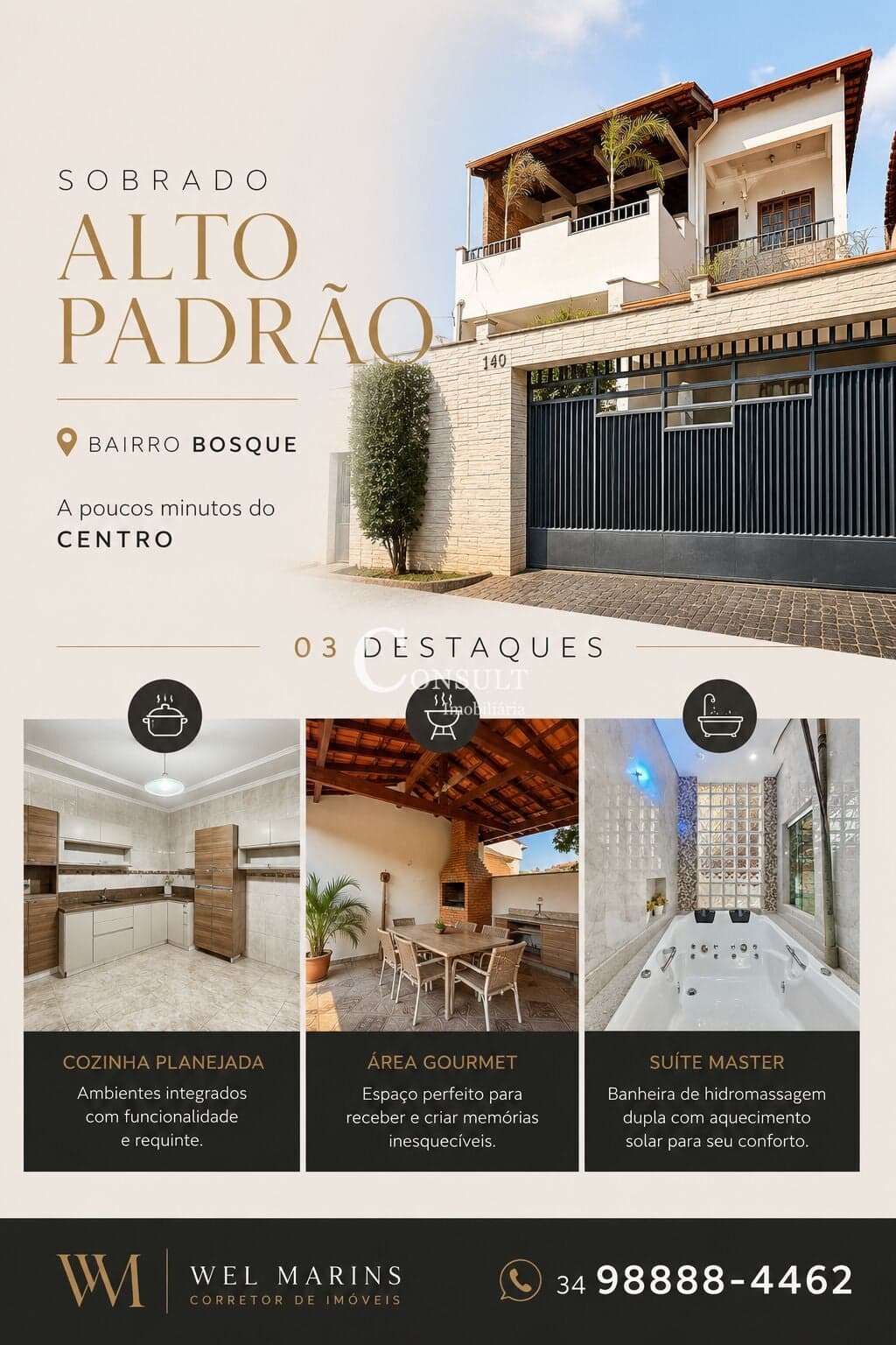 Sobrado Alto Padrão em Bosque, Araguari/MG