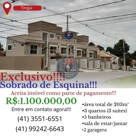 Sobrado Alto Padrão em Tingui, Curitiba/PR
