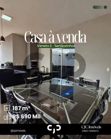 Casa no Jardim Veneto II - Sertãozinho - SP