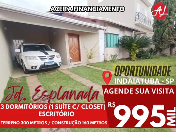 Casa Térrea A Venda "OPORTUNIDADE" - Jardim Esplanada - Indaiatuba - SP!