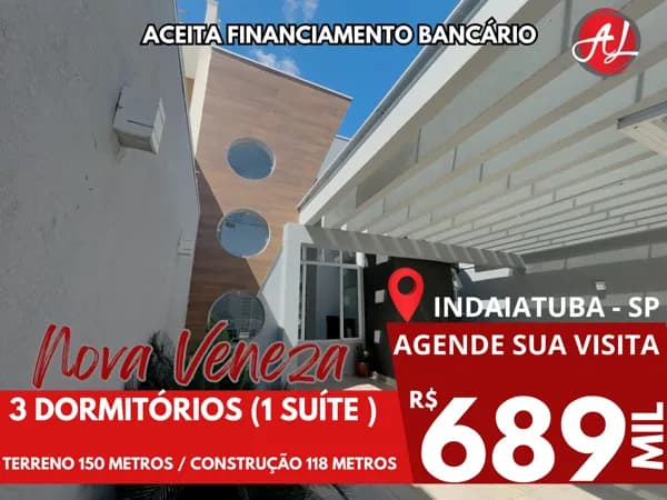 Casa Pronta Para Morar Com 3 Dormitórios (1 Suíte) - Jd. Nova Veneza - Indaiatuba - SP!