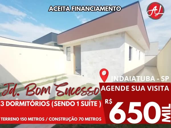 Casa A Venda Com 3 Dormitórios - Jardim Bom Sucesso - Indaiatuba - SP!