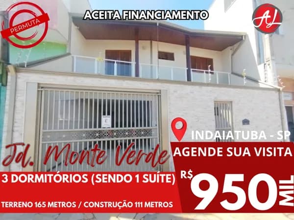 Sobrado A Venda No Bairro Jardim Monte Verde, Indaiatuba/SP