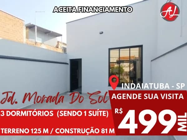 Casa Nova Com 3 Dormitórios A Venda - Jardim Morada Do Sol - Indaiatuba - SP!