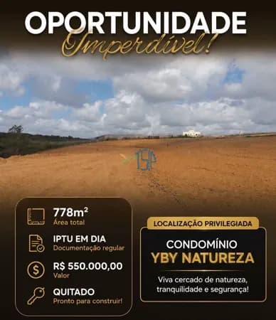 TERRENO NO CONDOMINIO YBY NATUREZA / TERRENO DE CONDOMINIO EM PARQUE DAS NAÇÕES / TERRENO DE CONDOMINIO EM PARANAMIRIM / TERRENO DE CONDOMINIO EM NATAL