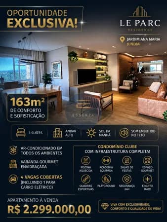 Apartamento Alto Padrão Para Venda no Condomínio Le Parc em Jundiaí