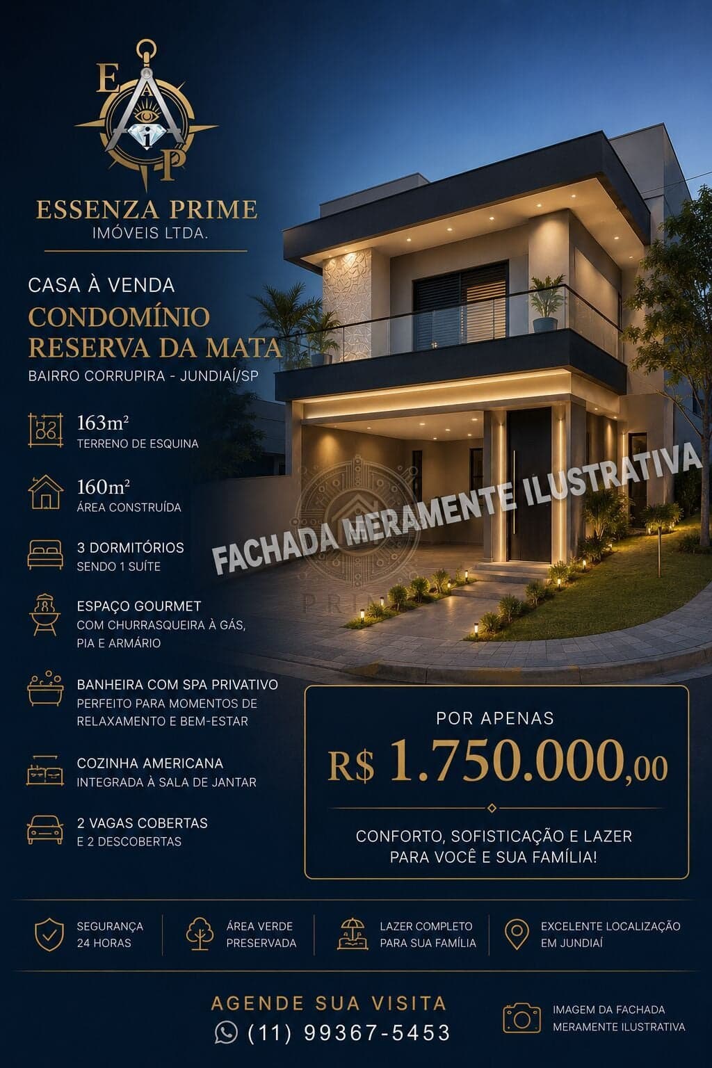 Casa Moderna à Venda no Condomínio Reserva da Mata | Jundiaí/SP