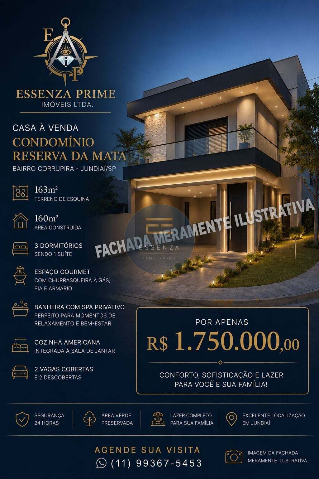 Casa Moderna à Venda no Condomínio Reserva da Mata | Jundiaí/SP