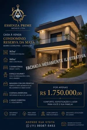 Casa Moderna à Venda no Condomínio Reserva da Mata | Jundiaí/SP