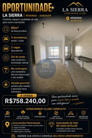 Apartamento A Venda no Condomínio La Sierra Medeiros Jundiaí
