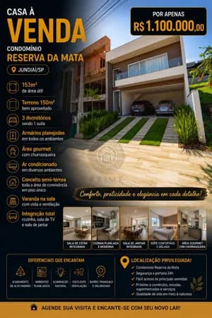 Casa Semi-térrea à Venda – Condomínio Reserva da Mata | Jundiaí/SP