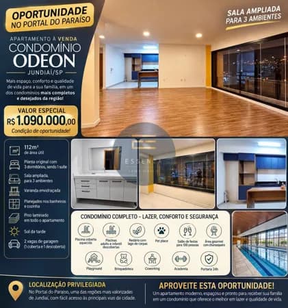 Apartamento com 3 quartos sendo 1 suíte à venda Condomínio Odeon