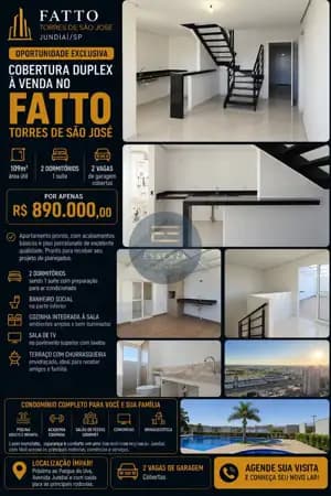Apartamento Cobertura Duplex a Venda no Fatto Torres de São José