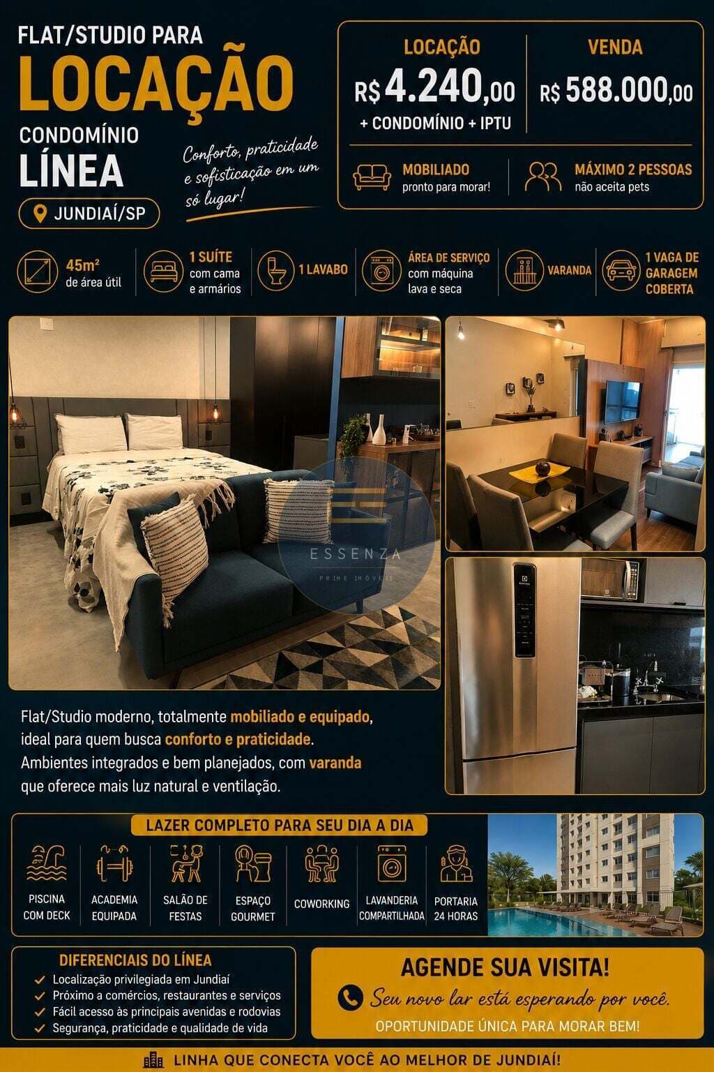 Apartamento Mobiliado Padrão Para Venda ou Locação Linea Home Style