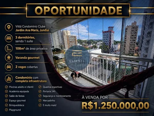 Apartamento Padrão a Venda no Condomínio Vitta Club em Jundiaí