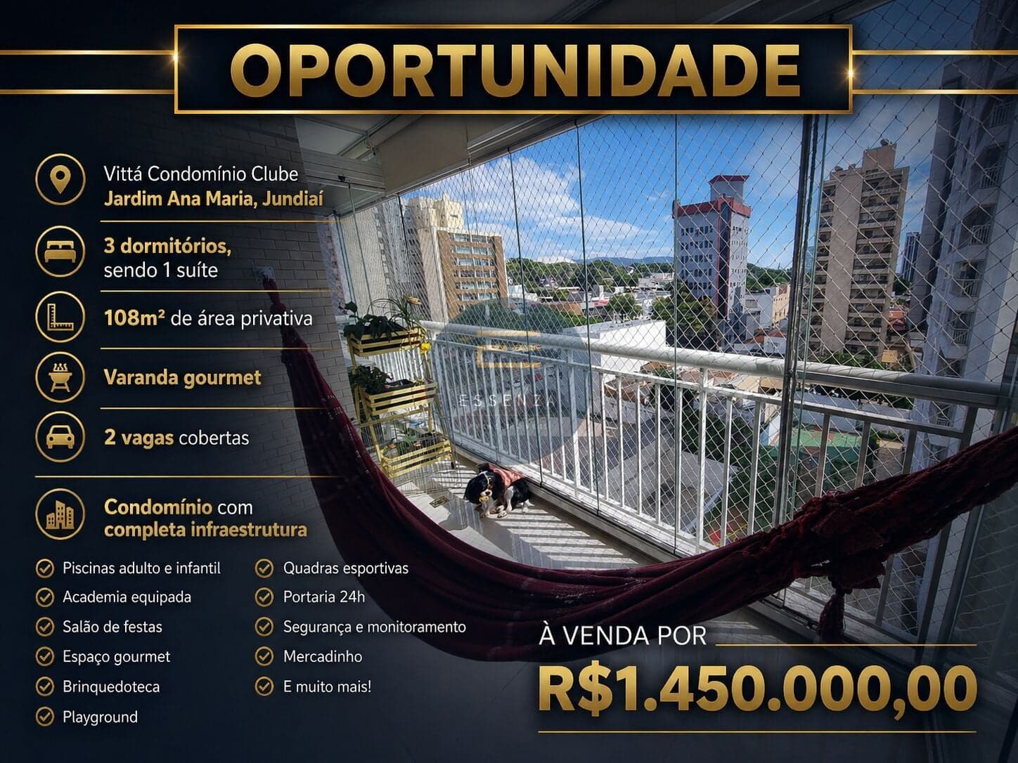 Apartamento Padrão a Venda no Condomínio Vitta Club em Jundiaí
