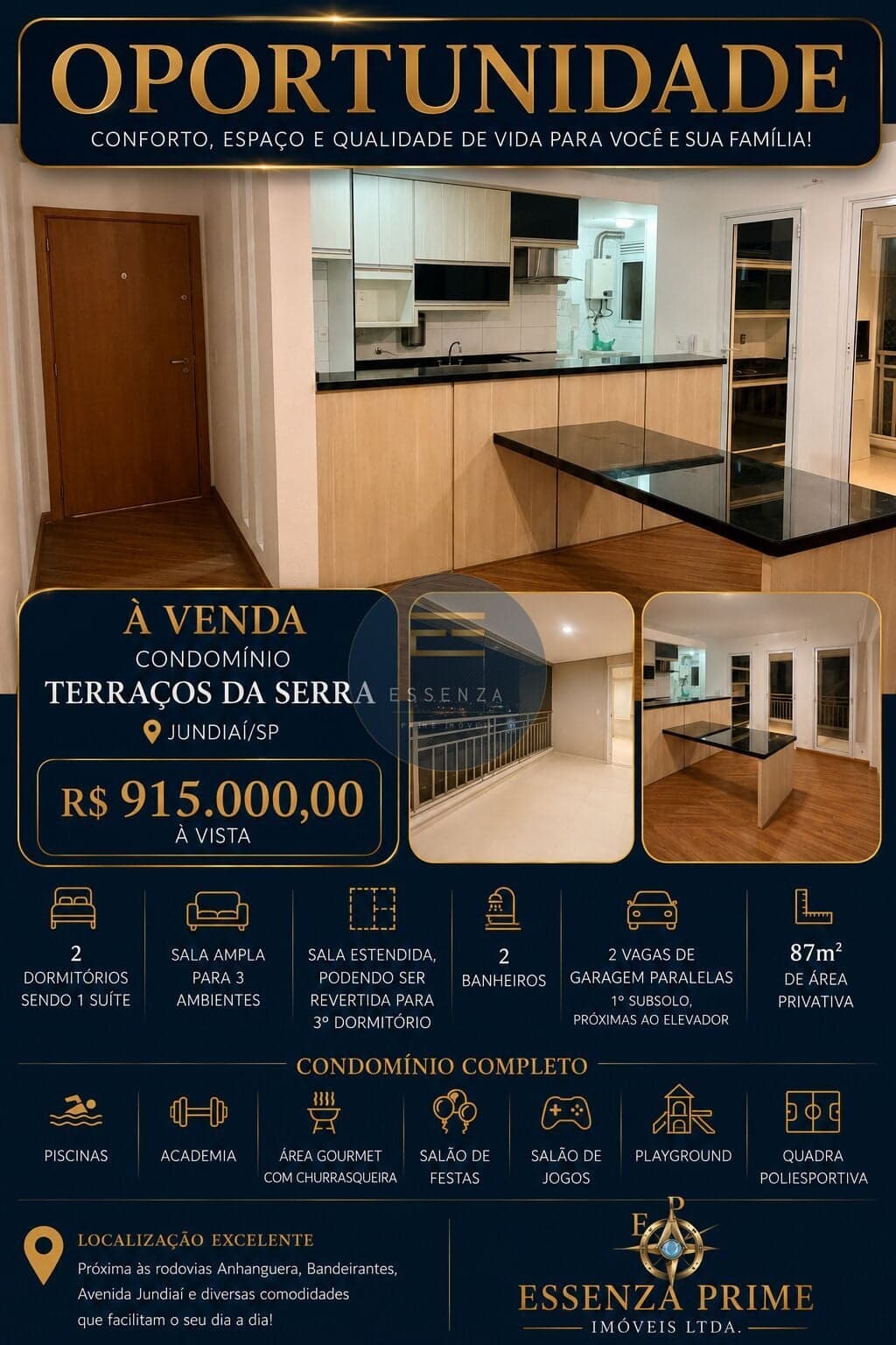 Apartamento A Venda no Condomínio Terraços da Serra Jundiaí