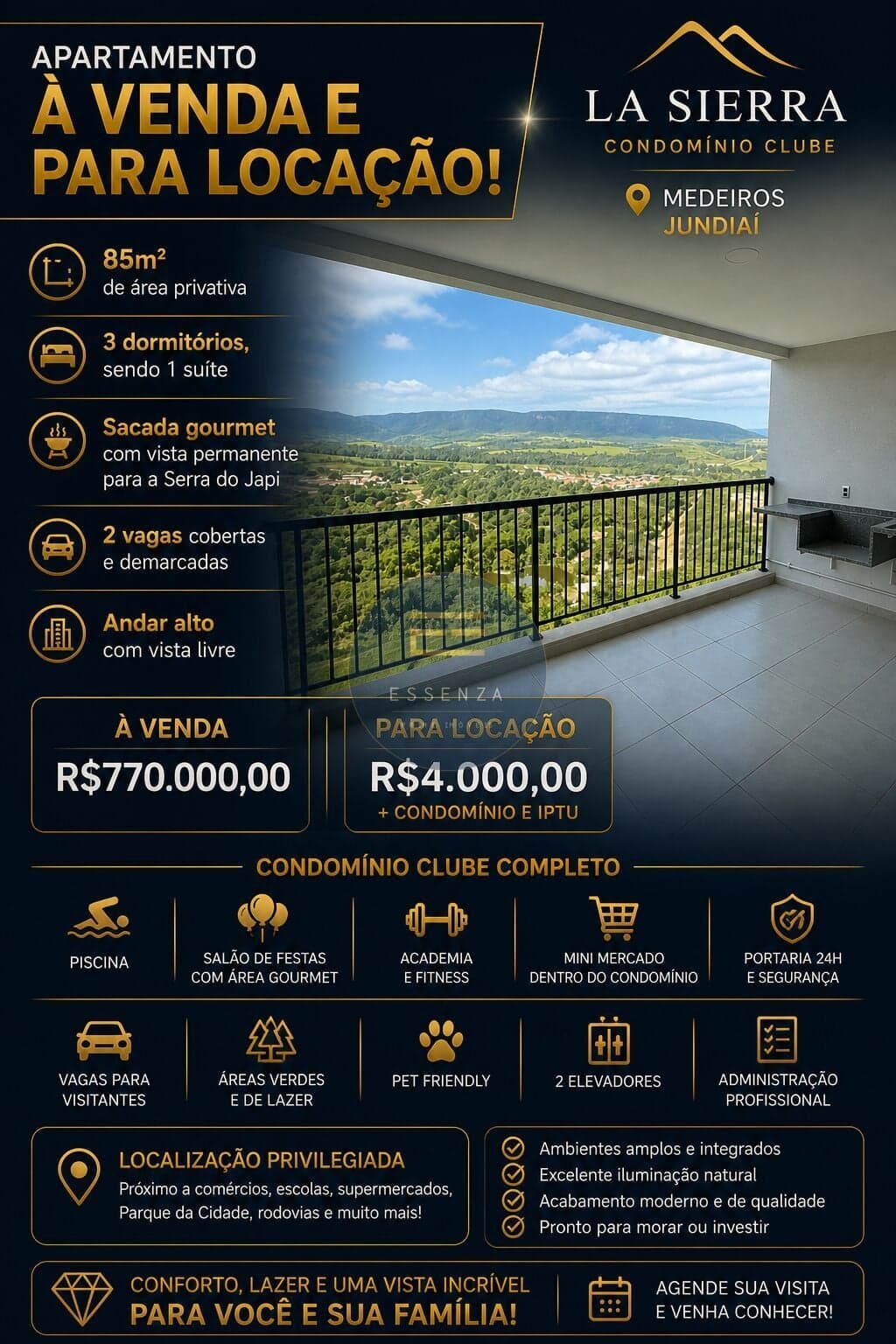 Apartamento A Venda no Condomínio La Sierra Medeiros Jundiaí
