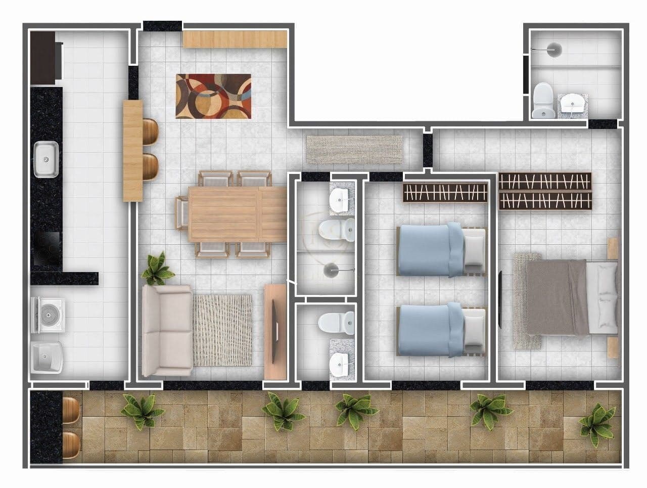 Apartamento Frente mar - Jardim Real, Praia Grande