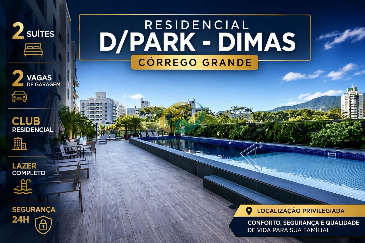 RESIDENCIAL D/GARDEN COM 2 Dormitórios sendo 02 suite + 02 VAGAS - CORREGO GRANDE - LINDÍSSIMO!!!