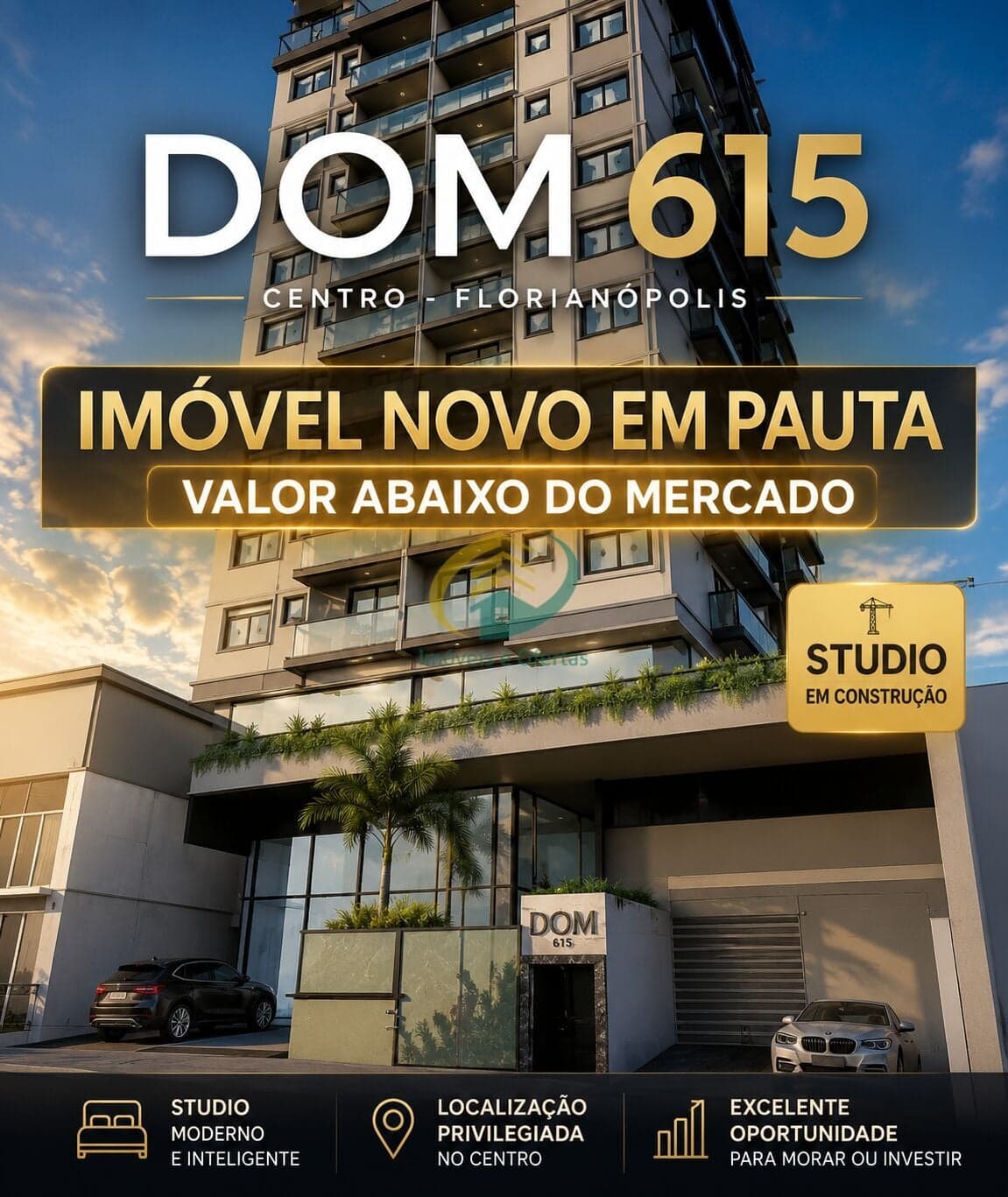 DOM 615 - STUDIO - Centro de Florianopolis - OPORTUNIDADE INCRIVEL