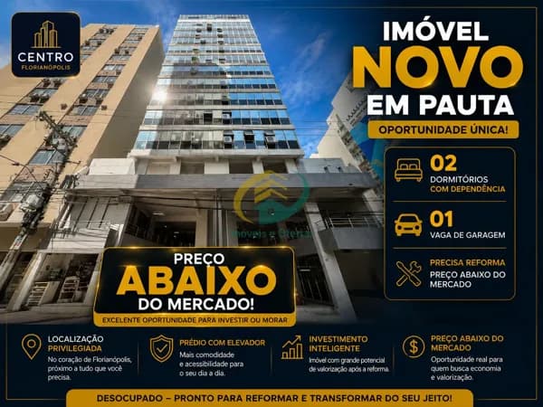 Apartamento02 dormitórios + Dep + 01 Vaga livre e Coberta - Centro - Florianopolis