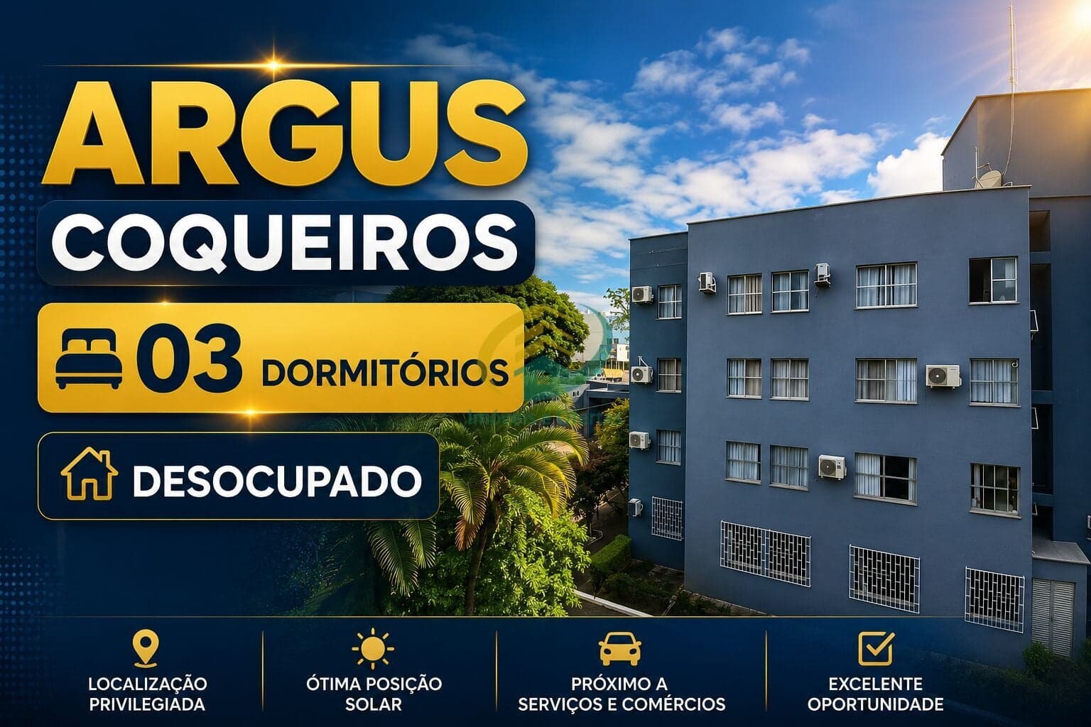 RESIDENCIAL ARGUS - 03 DORMITÓRIOS - Apartamento em Coqueiros, Florianópolis/SC