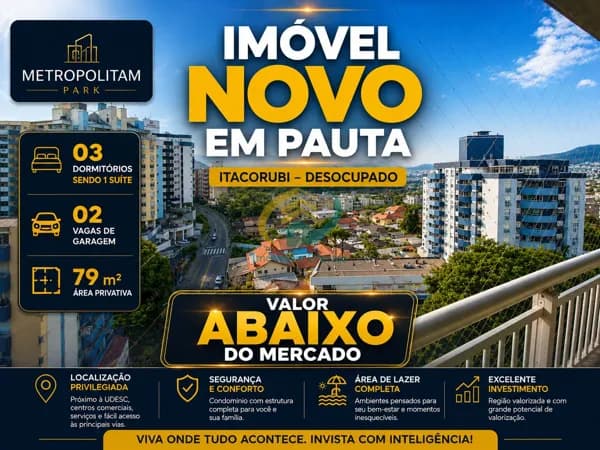 Apartamento RESIDENCIAL METROPOLITAM PARK - ITACORUBI - 03 Dormitórios sendo 1 suite - EXCELENTE - 01 VAGAS