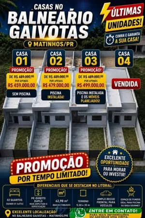 🏡 ÚLTIMAS UNIDADES DISPONÍVEIS | BALNEÁRIO GAIVOTAS – MATINHOS/PR 🌊