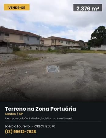 Terreno em Santos colado no Porto