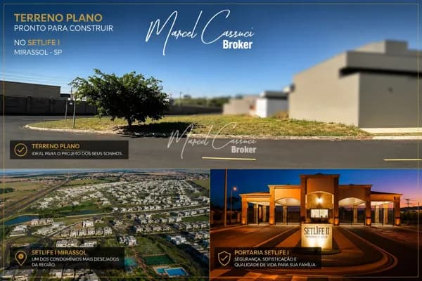 Terreno à venda, no Condomínio Setlife I de Mirassol, com 376 m², proximo portaria