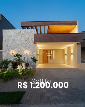 Casa à venda, com 3 suítes, piscina, escritório, no Condomínio fechado Setlife I em Mirassol