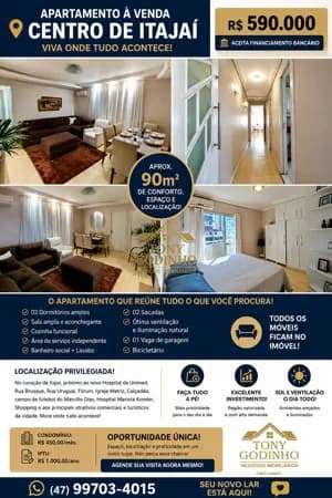 🏡✨ APARTAMENTO MOBILIADO A VENDA NO CENTRO DE ITAJAÍ-SC 🏡✨