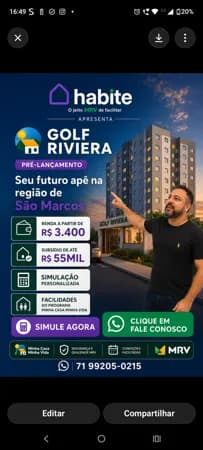 Golf riviera Apartamento à venda em São Marcos Salvador/BA