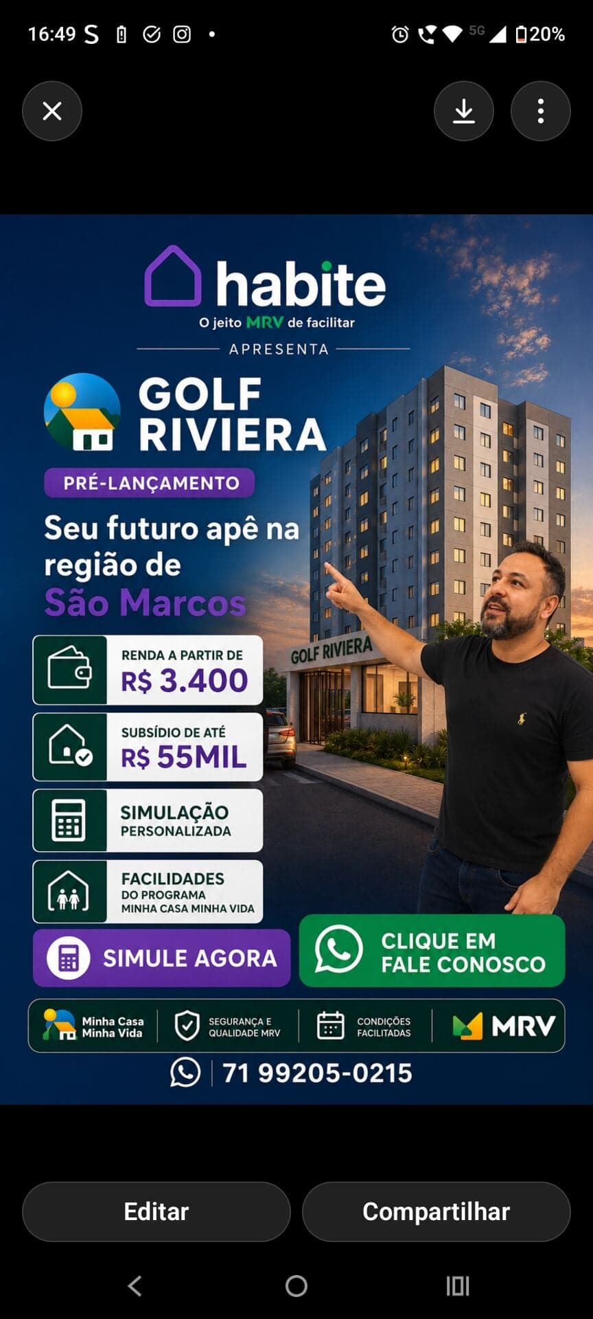Golf riviera Apartamento à venda em São Marcos Salvador/BA