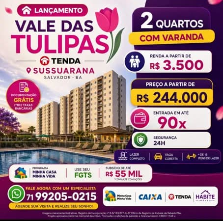 Tenda em Vale das Tulipas em sussuarana primeiro imóvel você encontra com Jorge Neto Corretor - Salvador/BA