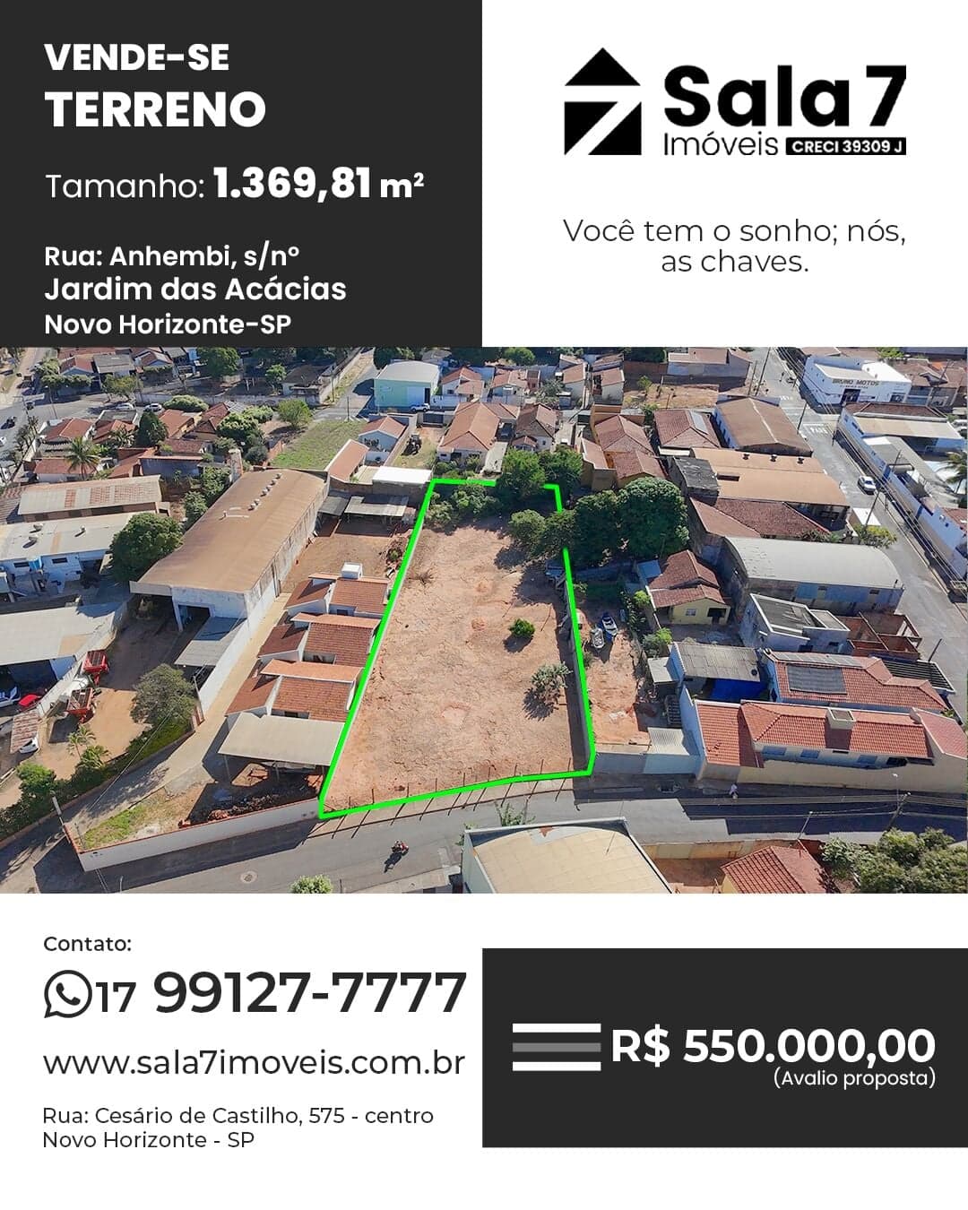 Terreno à venda ao lado do centro em Novo Horizonte