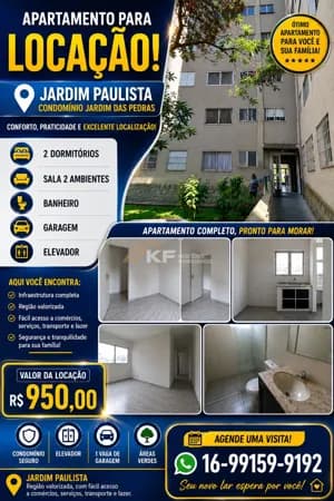 Apartamento de Locação -Condomínio Jardim da Pedras- Jd Paulista- Ribeirão Preto-SP